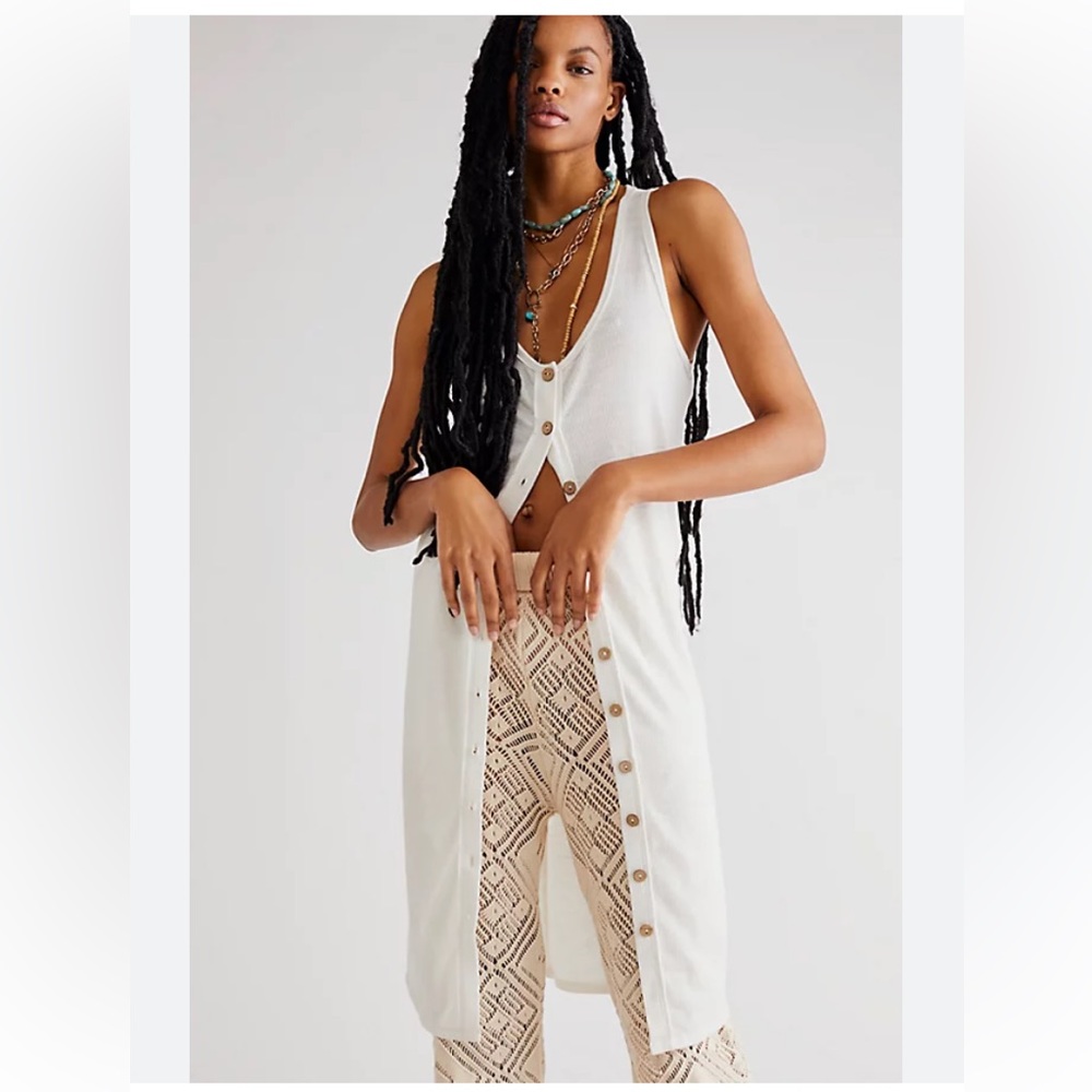 FP We The Free Gia Longline Vest Cream NWT Size S